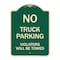 Signmission Parking Restriction No Truck Parking Violators Towed Heavy-Gauge Alum Sign, 24" x 18", G-1824-23370 A-DES-G-1824-23370 - alternate 1